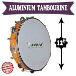 AADIA ALUMINIUM HAND PERCUSSION TAMBOURINE/KHANJRI/DHAPLI/DHAFLI/KHANJEERA MUSIC INSTRUMENT (18 CM.)