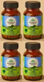 Organic India Liver-Kidney Care Veg Capsule Ayurvedic Medicine (4 Packs, 60 Veg Capsule in Each Pack)