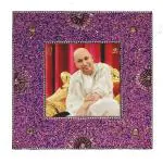 Treasure Hunt Handcrafted Jai Guruji Swaroop Lavender Square Wood Tabletop Photo with Frame TH-1075
