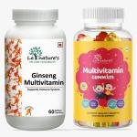 LA NATURE'S WE CARE YOUR HEALTH Ginseng Multivitamin & Multivitamins 30 Gummies for Kids and Adults with Essential Vitamins and Minerals for Growth Pack of 2