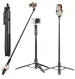 Tech Gear Extra-Long Selfie Stick with Tripod Stand Upto 61 inch/156 cm Camera Stick Portable Selfie Stick for vlogging, Video Recording, Live Streaming