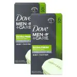 Dove Men+Care Bar 3 in 1 Cleanser for Body, Face, and Shaving to Clean and Hydrate Skin Extra Fresh Body and Facial Cleanser More Moisturizing Than Bar Soap 3.75 oz 6 Bars, Pack of 12