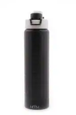 HOOM Vacuum Insulated Double Wall Stainless Steel Flask Sports Sipper Black Water Bottle 600 ml