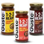 Gusto Foods Ready to Cook 3 Flavours Chinese Gravy Combo (250gm x 3 Gravy) - Chowmein Sauce, Hot Chilli Garlic Gravy & Manchurian Gravy | Resturant like Chinese at Home | Ready to Cook in 3 Easy Steps