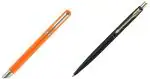 Parker Vector Standard Fountain Pen Chrome Trim Fine Nib Orange Body Color+3 Free Ink Cartridge