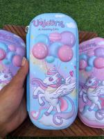 Radhya Accessories Children’s Cute Cartoon Embossed 3D EVA Hard Case Zipper Unicorn Pencil Case for Girls with Compartments Fancy Unicorn theme Hardtop stationery holder box pattern School supply organizer Pouch for Kid, Girls (Pack of 1, Blue)