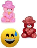 KT KASHISH TOYS Toys soft pink dot, red dot with lough smiley for gift (25-30cm) (Multicolor)