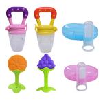 KUPEPE Baby Fruit Nibbler, Spoon feeder, Finger Brush, Baby Item ( Multicolor ) & Teether and Feeder (Purple)