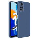 Casotec Shockproof Matte Liquid Silicone Case with Camera Protection Flexible Back Cover Compatible for Mi Redmi Note 11 4G / Redmi Note 11S 4G - Deep Blue
