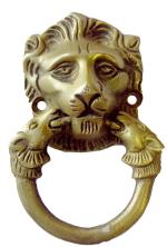 Kalarambh Bharat Haat Yellow Brass Lion Design Door Knocker Handicraft Art 5 x 2 x 6 cm