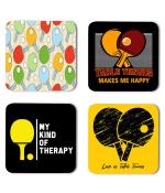 Whats Your Kick Table Tennis Games Table Tennis Make Me Happy Quotes Printed Set of 4 coaster With Metal Stand