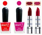 OUR BEAUTY Perfect Combo Of Velvet Matte Lipsticks Ultra Shine Nail Polish (Set Of 4)
