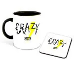 Whats Your Kick Funny Quotes Theme Crazy Girl Quotes Design Printed Black Ceramic Coffee and Tea Mug With Coaster 325 ML