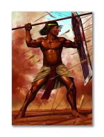 Tamatina Multicolor Egyptian Warrior Abstract Art Canvas Painting - 13X10 Inch