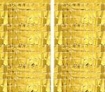 AMFIN (Pack of 2) Square Foil Curtains for Birthday Decoration Photo Booth Props Backdrop Baby Shower Bachelorette Party Decoration - Gold