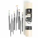 ArtRight Mix Paint Brush Set of 10 with Seamless Synthetic Bristles & Free Brush Holder - Professional Artist Handmade Mix Painting Brush Set Combo of 10 for Acrylic & Watercolor Painting