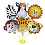 GROOVY DUDZ Jungle Theme Balloons Animal Face Foil Balloon for Jungle Theme Decoration Jungle(6 Pcs)