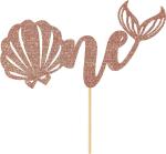 Zyozique Mermaid 1st Birthday Cake Topper, Mermaid One Cake Topper, Magic Mermaid Cake Decor, Mermaid Baby Girl First Birthday Party Decoration (ROSEGOLD)