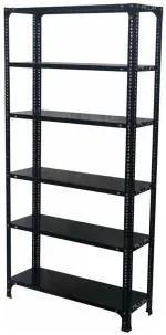 ALIJA Slotted Angle Metal Rack with Shelf Shelving Unit Multipurpose Rack (6 Shelf , 6 X 3 X 1 Ft. / 72 X 35 X 12 Inch) (Black, 24 Gauge Shelves, 18 Gauge Angle)
