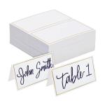 Hasthip 100Pcs Place Cards For Table Setting Name Cards Wedding Place Cards, Bifolding Minimalist Place Cards With Gold Foil Border For Wedding, Banquets, Events, Reserved Seating, Tent, 3.5 X 2 Inch