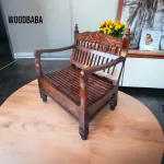 WOOD BABA Wooden Living Room Royal Design Lion Pettern Handmade Wooden Rocking Chair Relax Chair with Engraved Carving for Adults for Reading Relaxing for Home with Sheesham Wood