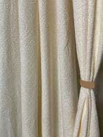 Cream Floral Velvet Curtains (2.13 x 1.22 m) (Pack Of 2)
