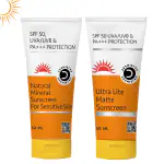 Dermistry Natural Mineral Based Sunscreen for Sensitive Skin & Children and Ultra Lite Matte Finish for Oily Acne Prone Skin with SPF 50 UVA UVB PA+++ Sun Protection Water Resistant Men And Women