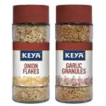 Keya Combo Pack of Garlic Granules (55gm x 1) and Onion Flakes (40gm x 1) - (Pack of 2)