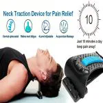 Shopeleven Adjustable Neck Stretcher for Neck Pain & Shoulder Support Back Support Device for Cervical Spine Alignment (Blue)