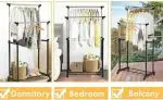 Kirtanworld Cloth Drying Rack Rolling Clothes Rack, Adjustable Clothing Rack, Garment Rack on Wheels with Pipe Shelves, Portable Double Rod Metal Rack for Hanging Clothes, Coat, Shoes, Hanger Rack Stainless Steel Portable Telescopic Clothes Rack