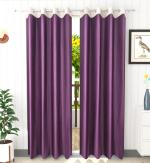 La elite Purple Colour Room Darkening Polyester Readymade Eyelet Window Curtains 5 x 4 ft (2 pcs)