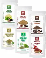 Amazercare Hibiscus, Reetha, Amla, Shikakai, Brahmi & Bhringraj Natural Powder Combo For Hair Care (6 Pouches, 1025Gm)