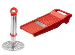 URBAN BUY Stainless Steel Pav Bhaji Masher With Stainless Steel Johny Slicer Multipurpose Potato/Onion Slicer and Vegetable Slicer and Multicolour, Pack of 2