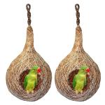 BIRDSHALA Organic Bird NEST Large Size, Set of 2 Purely Made by Bird Building Technique Bird House (Hanging, Wall Mounting, Tree Mounting) (Pack of 2)