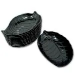 Inpro Melamine Stylish Designer Quarter Plates (Pack of 12) For Snacks Plate - Quarter Plate-Melamine Plate-designer Plate- Leaf Plate-Small Plate-Stylish Plate- Kitchen crockery- 12 Black color Plates-dinner plates-Melamine Dinnerware-Dishwasher.