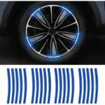 CARIZO 3D VIEW Reflective Wheel Tire Rims Stripes Stickers (Pack of 20, Blue) Decals Exterior Accessories Compatible with Mahindra Bolero Neo