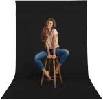 HIFFIN PRO 8 ft. X 12 ft. Long Life Time Reusable Black Screen Chromakey Photo Video Photography Studio Fabric Backdrop, Background, Pure Black Muslin, Photography Studio