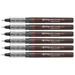 Rotring Tikky Graphic Pigment Liner 0.1mm & 0.2mm Pens - 3 Each With Black Pigmented Ink, Fibre Tip, 6 Pen Set for Art Drawings Mandala Calligraphy Outline Art & Craft