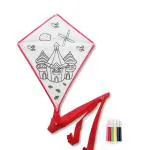 TLISMI Diamond Shape DIY Beautiful Home Graffiti Coloring Kite Decorating Easy to Flying Long-Tail Kite with 6 Sketch Colors for Beginner Kids, Boys, Girls, Outdoor Sports