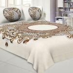 JAIPUR FABRIC Brown Cotton Double Bedsheet with 2 Pillow Covers 274 x 254 cm (DBS8177)
