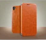 Defender Brown Leather Flip Cover Case With Back Stand For Htc Desire 826