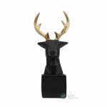 Indicast Black Polyresin Matte Abstract Geometric Deer Statue 22 cm
