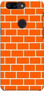 CustomEra OnePlus 5T Orange, White Orange Bricks Design Plastic Hard Case Back Cover