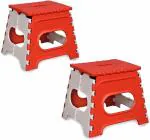 Metrolife Plastic Red Strong Folding Step Stool (Pack Of 2)