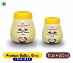 SHREE DWARKADHISH 1.5 Litre Premium Desi Buffalo Ghee | Immunity Booster Pure Buffalo Ghee| Pure Ghee (1Litre- Pack of 1 and 500ml- Pack of 1)