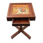 SAARTHI Rajasthani Dhola Maru Handmade Wooden Stool with Drawer Storage (1 Drawer Table)