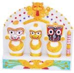 Real Craft Multicolor Ceramic Lord Jagannath, Balabhadra, Subhadra In Mayura Singhasana And Rahu On Top For Car Dashboard