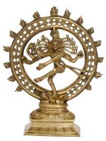 eCraftIndia Gold Embossed Brass Dancing Natraja Handcrafted Figurine 19 cm x 24 cm