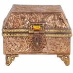 Shiv Shakti Arts 100 % Pure Copper Jewllery Box Handmade Flower Design|1 Piece Set (Brown) Incomplete