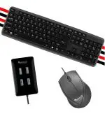 Buy Quantum Combo of Wired Keyboard+ Optical Mouse+ 4 Port USB-Hub ...